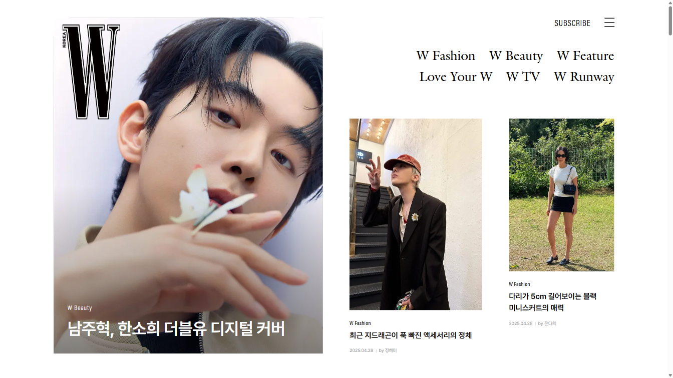 W Korea 웹사이트 분석 패션을 넘어 예술까지